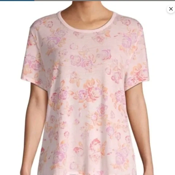 • New • Free People Floral-Print Tie Dye Cotton-Blend Tee Size M New Pinks Peach - Picture 4 of 10